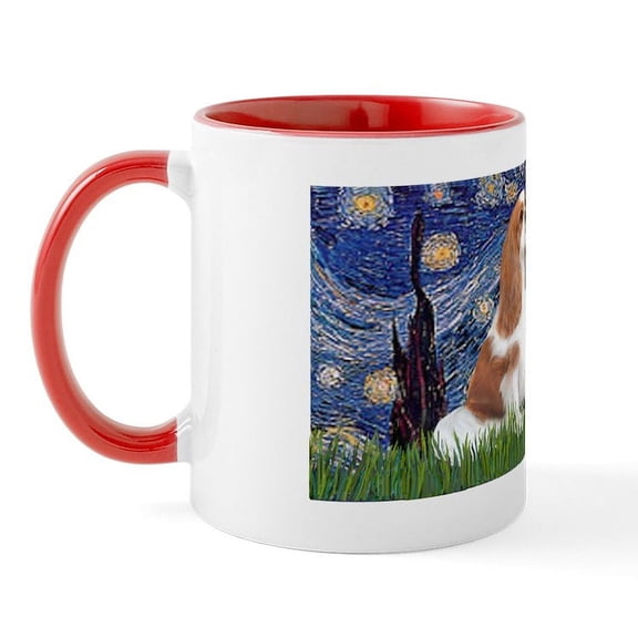 CafePress - LIC Starry Twocavaliers(BL+Tri) Mug - 11 oz Ceramic Mug - Novelty Coffee Tea Cup