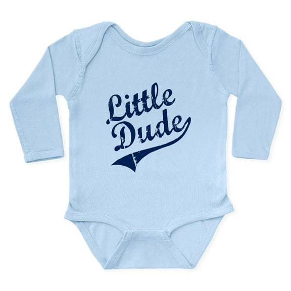 CafePress - LITTLE DUDE (Script) Long Sleeve Infant Bodysuit - Long Sleeve Cotton Baby Bodysuit
