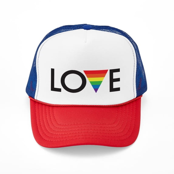 CafePress - LOVE Gay Pride - Adjustable Unisex Printed Trucker Hat with Mesh Back