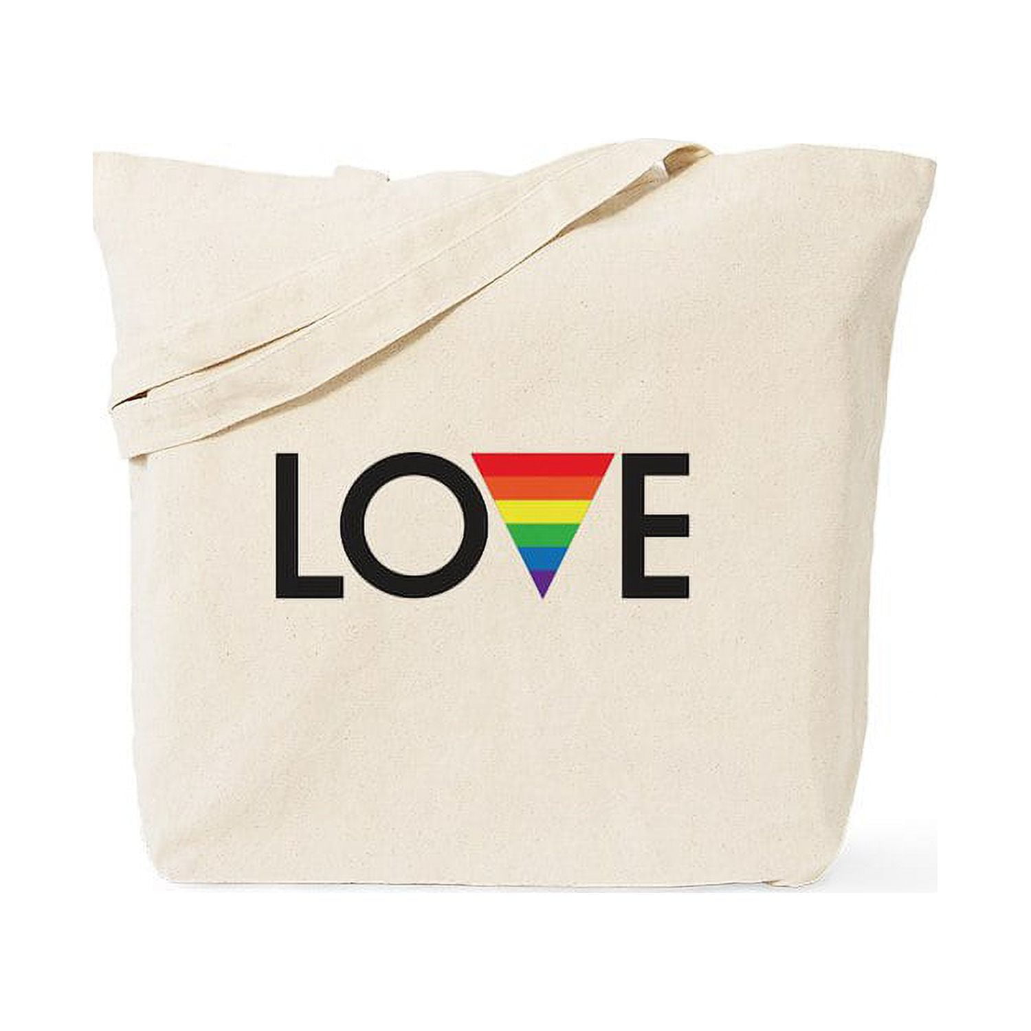 Cafepress - Love Gay Pride Tote Bag - Natural Canvas Tote Bag, Cloth Shopping Bag, Men's, Size: Medium, Beige