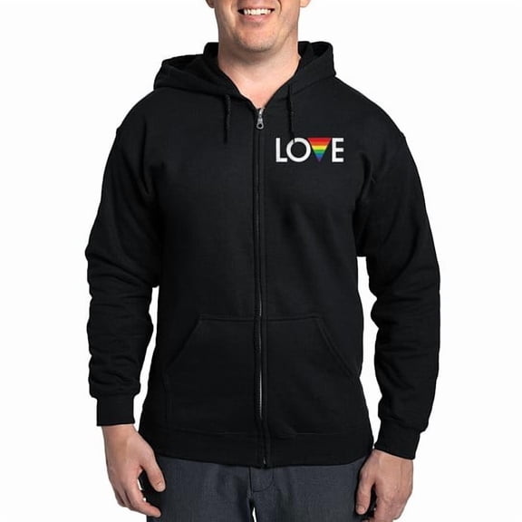 CafePress - LOVE Gay Pride Zip Hoodie (Dark) - Zip Hoodie, Classic Hooded Sweatshirt with Metal Zipper