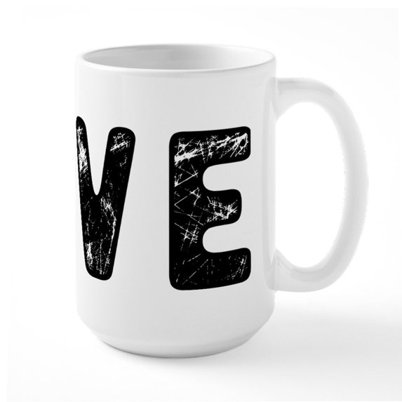 CafePress - LOVE Paw Print Large Mug - 15 oz Ceramic Large White Novelty Mug