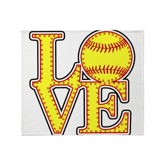 CafePress - LOVE SOFTBALL STITCH Print Throw Blanket - Soft Fleece Throw Blanket, 50"x60" for All Ages