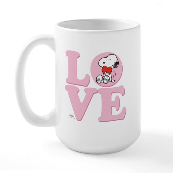 CafePress - LOVE Snoopy Mugs - 15 oz Ceramic Large White Novelty Mug