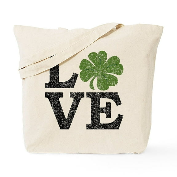 CafePress - LOVE With A Shamrock Tote Bag - Unisex Canvas Tote Bag, Beige, 1-Piece