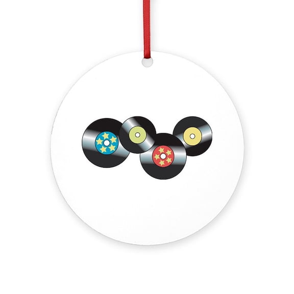 CafePress - LP Records - Round Wood Ornament 4"