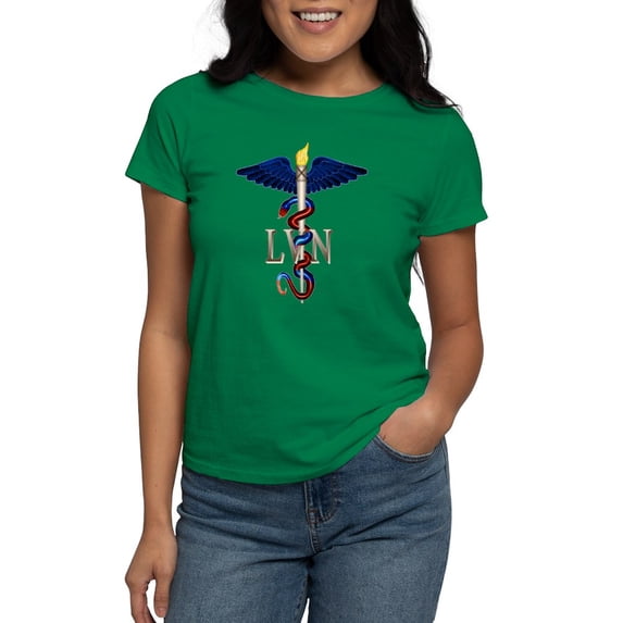 CafePress - LVN Caduceus Women's Dark T Shirt - Women's Traditional Fit Dark T-Shirt