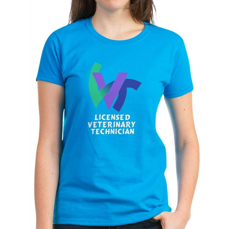Cafepress - LVT Licensed Vet Tech Design Cute Dark T Shirt - Women's Dark T-Shirt, Size: Medium, Blue