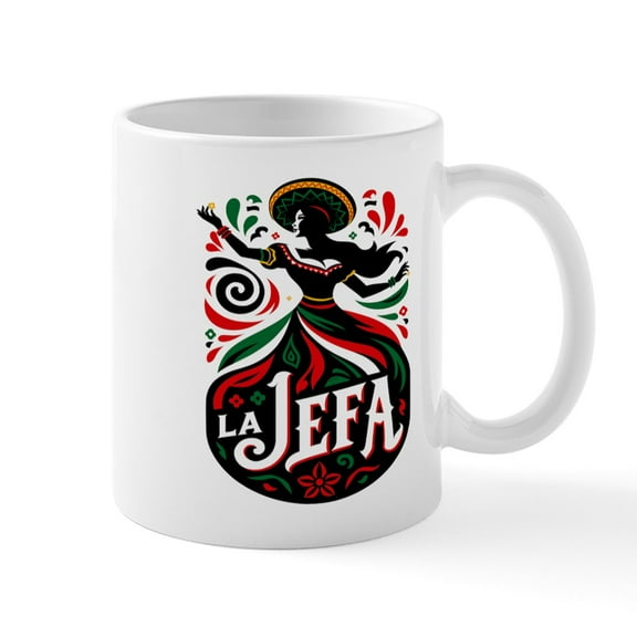CafePress - La Jefa The Boss Funny Sugar Skull Woman Mexican Mugs - 11 oz Ceramic Mug - Novelty Coffee Tea Cup