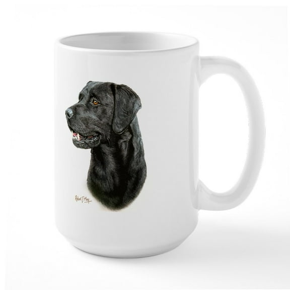 CafePress - Labrador Retriever (Black) Large Mug - 15 oz Ceramic Large White Novelty Mug