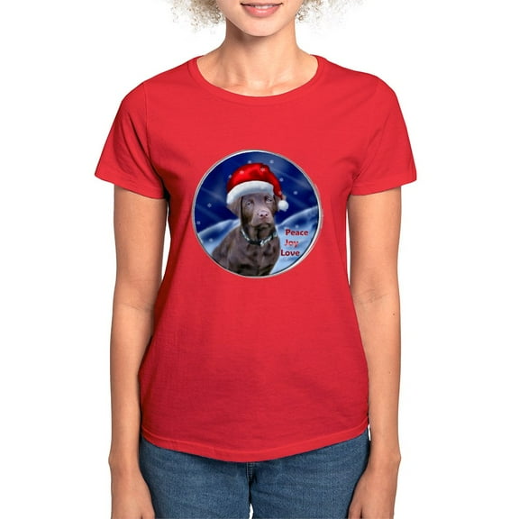 CafePress - Labrador Retriever Christm Women's Classic T Shirt - Women's Traditional Fit Dark T-Shirt