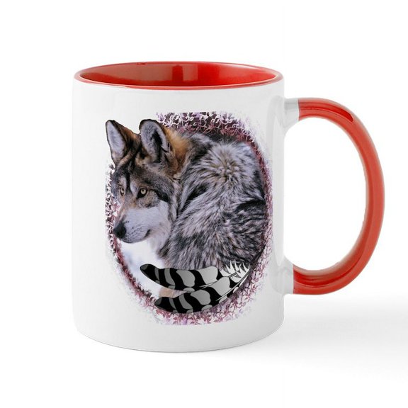CafePress - Lace Wolf Mug - 11 oz Ceramic Mug - Novelty Coffee Tea Cup