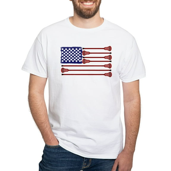 CafePress - Lacrosse Americasgame White T Shirt - Men's White Classic Cotton T-Shirts
