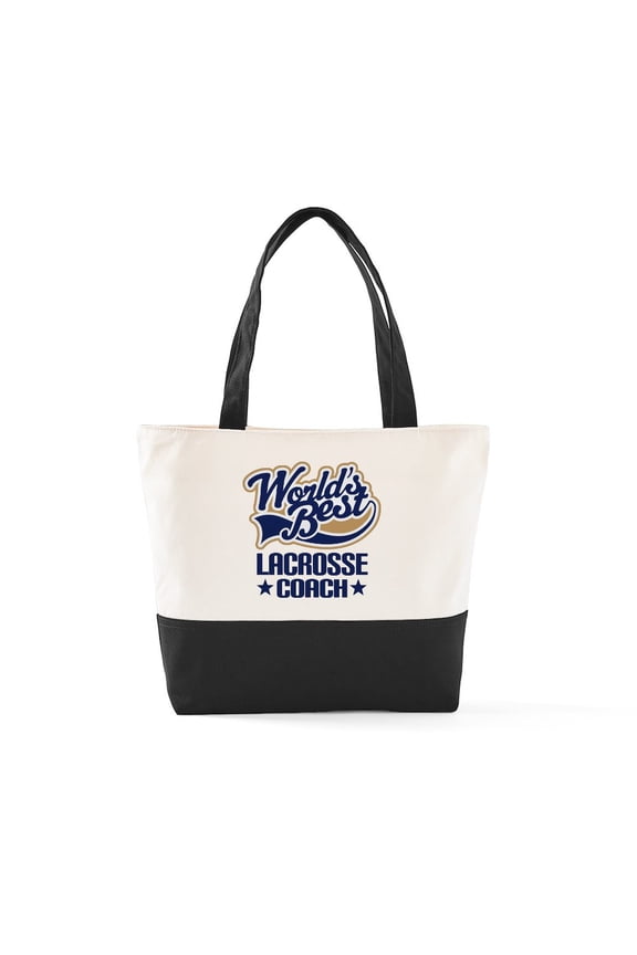 - Lacrosse Coach Navytan - Two Tone, 100% Cotton, Zipper Tote Bag