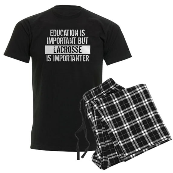 CafePress - Lacrosse Is Importanter Pajamas - Men's Dark Loose Fit Cotton Pajama Set
