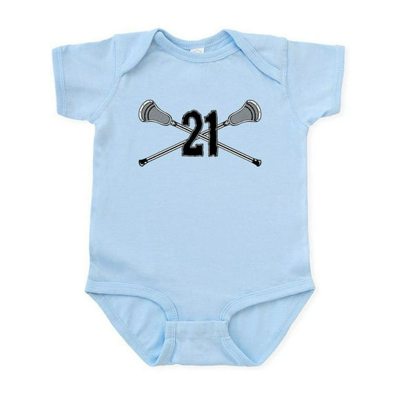 CafePress - Lacrosse Number 21 Infant Bodysuit - Baby Light Bodysuit, Size Newborn - 24 Months