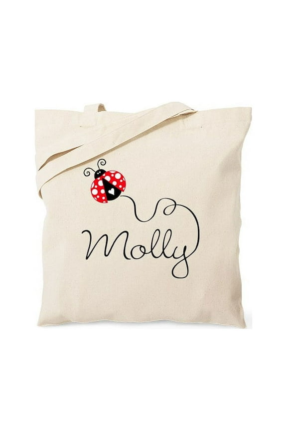 - Ladybug Molly Tote Bag - Unisex Canvas Tote Bag, Beige, 1-Piece