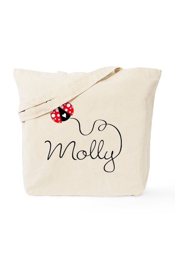 - Ladybug Molly Tote Bag - Unisex Canvas Tote Bag, Beige, 1-Piece
