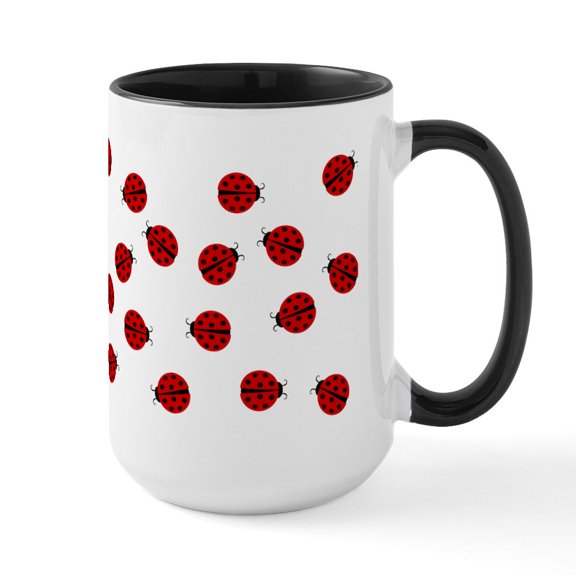 CafePress - Ladybug_Mug_1 Mugs - 15 oz Ceramic Large White Novelty Mug
