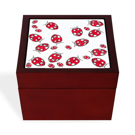 CafePress - Ladybug Red - Keepsake Box, Finished Hardwood Jewelry Box, Velvet Lined Memento Box