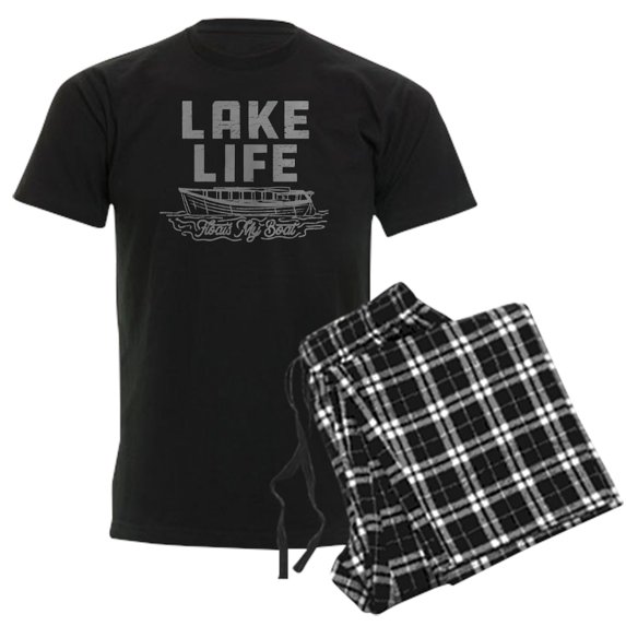 CafePress - Lake Life Floats My Boat Men's Dark Pajamas - Men's Dark Loose Fit Cotton Pajama Set