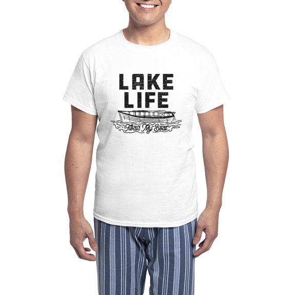 CafePress - Lake Life Floats My Boat Men's Light Pajamas - Men's Light Loose Fit Cotton Pajama Set
