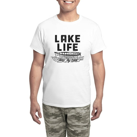 CafePress - Lake Life Floats My Boat Men's Light Pajamas - Men's Light Loose Fit Cotton Pajama Set