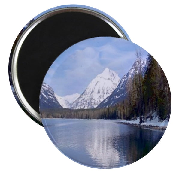 CafePress - Lake Mcdonald Magnet - 2.25" Round Magnet, Refrigerator Magnet, Button Magnet Style