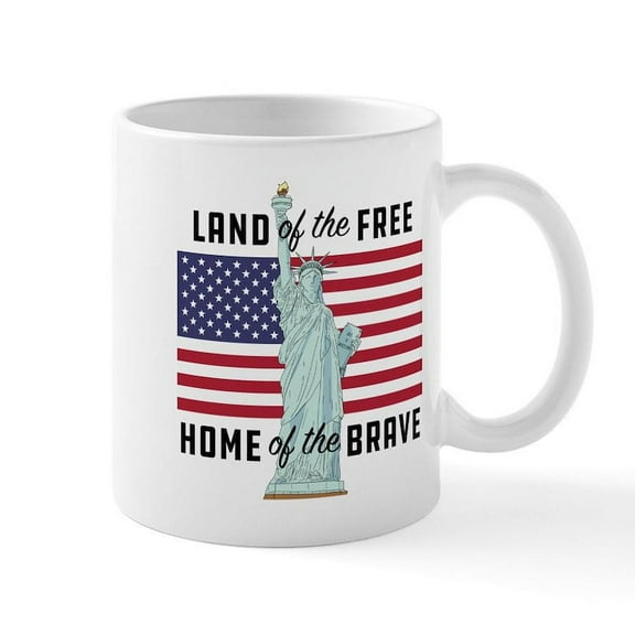 CafePress - Land Of The Free Home Of The Brave Mugs - 11 oz Ceramic Mug - Novelty Coffee Tea Cup