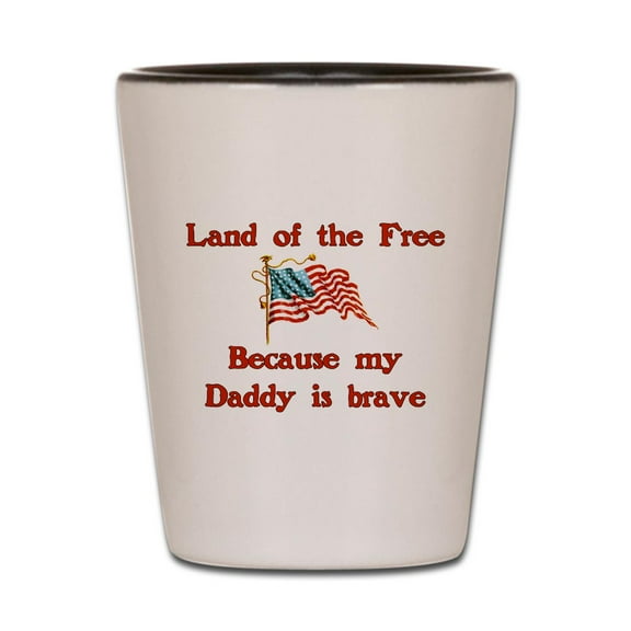 CafePress - Land Of The Free - White/Black Shot Glass, Unique and Funny Shot Glass