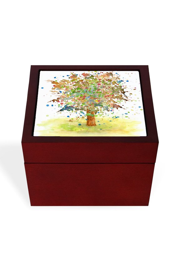 - Landscape 466 Tree - Keepsake Box, Finished Hardwood Jewelry Box, Velvet Lined Memento Box