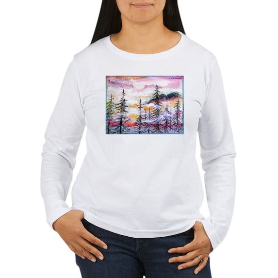 CafePress - Landscape, Colorful Art! Long Sleeve T Shirt - Women's Long Sleeve Graphic Casual T-Shirt