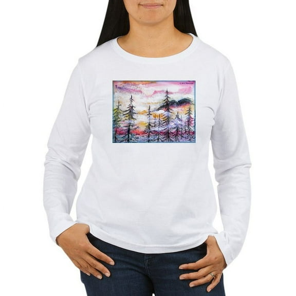 CafePress - Landscape, Colorful Art! Long Sleeve T Shirt - Women's Long Sleeve Graphic Casual T-Shirt