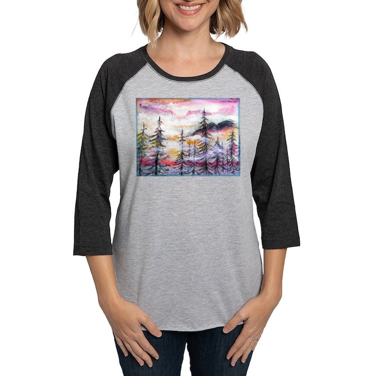 CafePress - Landscape, Colorful Art! Long Sleeve T Shirt - Womens Baseball Tee