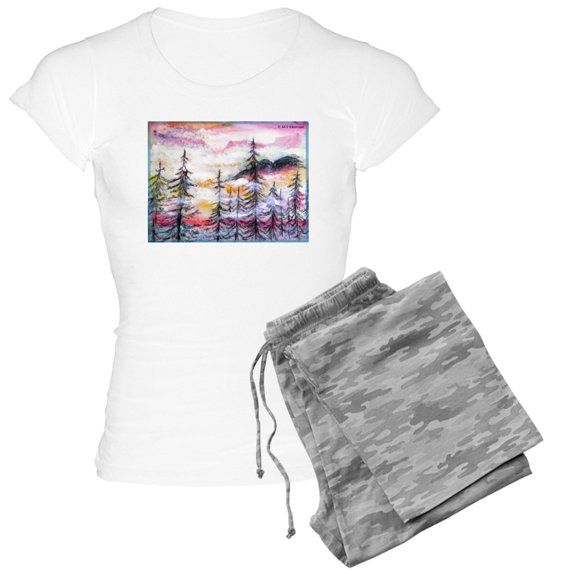 CafePress - Landscape, Colorful Art! Pajamas - Women's Short Sleeve Print T-Shirt and Pants Light Cotton Pajama Set