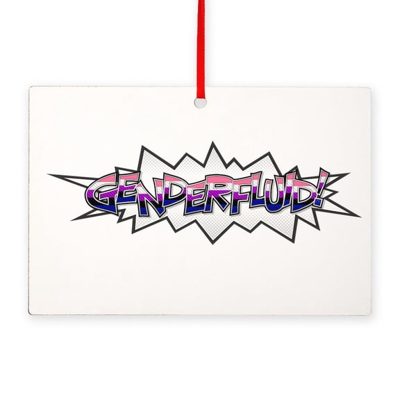 CafePress - Large Gender Fluid Pride Flag Colored Brain Vector - Wood Rectangle Ornament 6"x4"