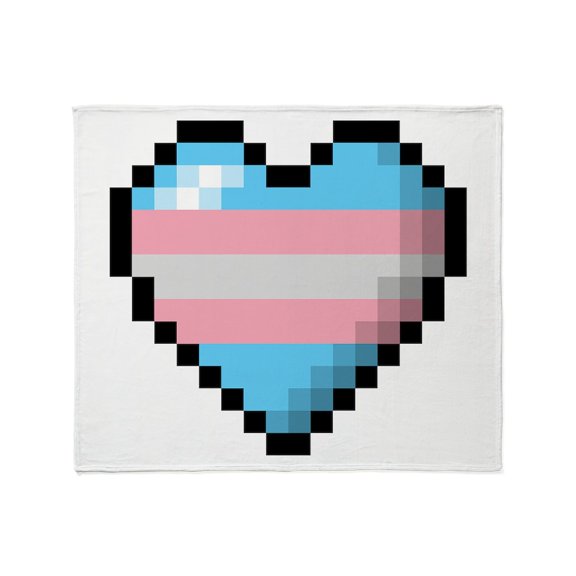 CafePress - Large Pixel Heart Design In Transgender Pride Flag - Soft Fleece Throw Blanket, 50"x60" for All Ages
