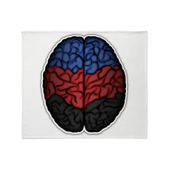 CafePress - Large Polyamory Pride Flag Colored Brain Vector - Soft Fleece Throw Blanket, 50"x60" for All Ages