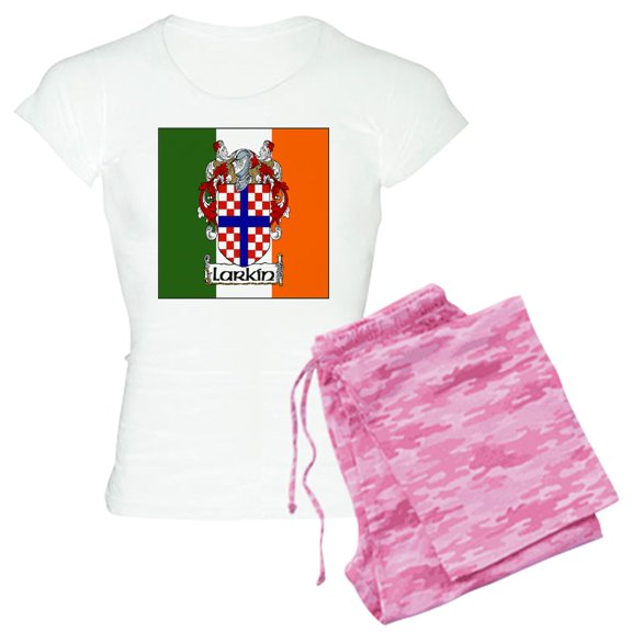 CafePress - Larkin Arms Tricolour Women's Light Pajamas - Women's Short Sleeve Print T-Shirt and Pants Light Cotton Pajama Set