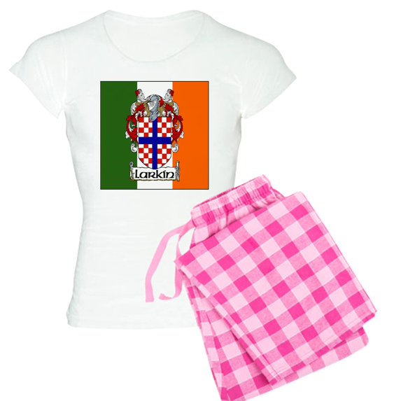 CafePress - Larkin Arms Tricolour Women's Light Pajamas - Women's Short Sleeve Print T-Shirt and Pants Light Cotton Pajama Set