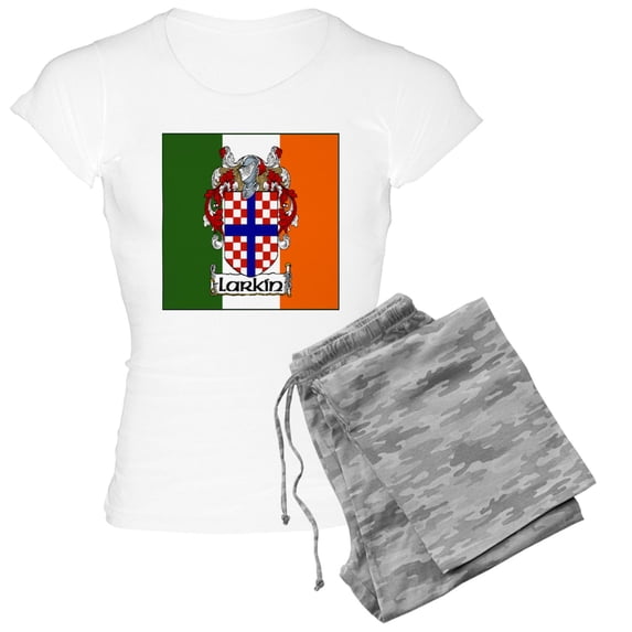CafePress - Larkin Arms Tricolour Women's Light Pajamas - Women's Short Sleeve Print T-Shirt and Pants Light Cotton Pajama Set