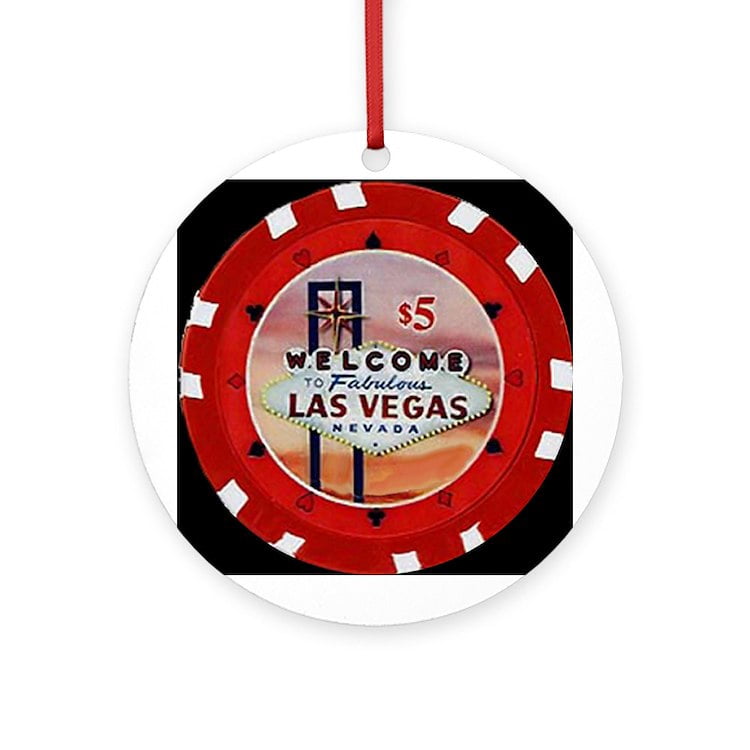 CafePress - Las Vegas Poker Chip - Round Wood Ornament 4