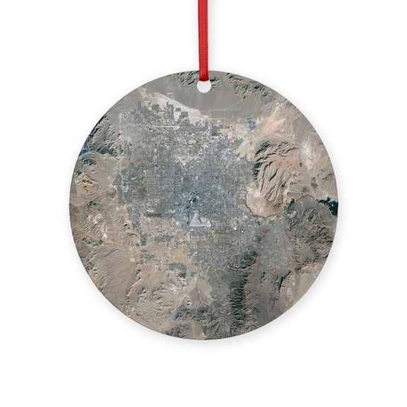 CafePress - Las Vegas, Satellite Image, 2009 - Round Wood Ornament 4"