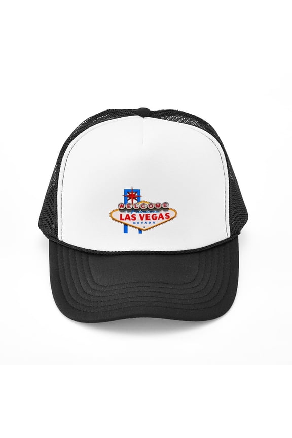 - Las Vegas Sign - Adjustable Unisex Printed Trucker Hat with Mesh Back