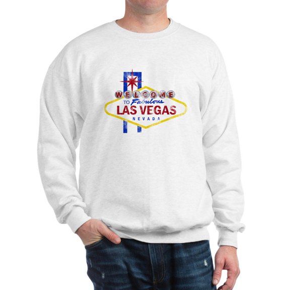 CafePress - Las Vegas Sign Distressed - Crew Neck Sweatshirt