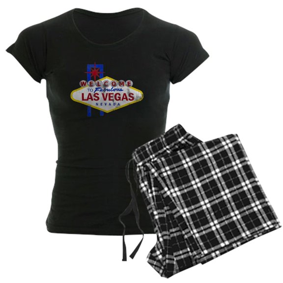 CafePress - Las Vegas Sign Distressed Women's Dark Pajamas - Women's Short Sleeve Print T-Shirt and Pants Dark Cotton Pajama Set