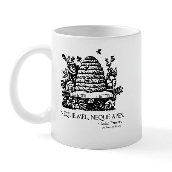 CafePress - Latin Bees Proverb Mug - 11 oz Ceramic Mug - Novelty Coffee Tea Cup