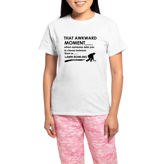 CafePress - Lawn Bowling Sports Designs Women's Light Pajamas - Women's Short Sleeve Print T-Shirt and Pants Light Cotton Pajama Set