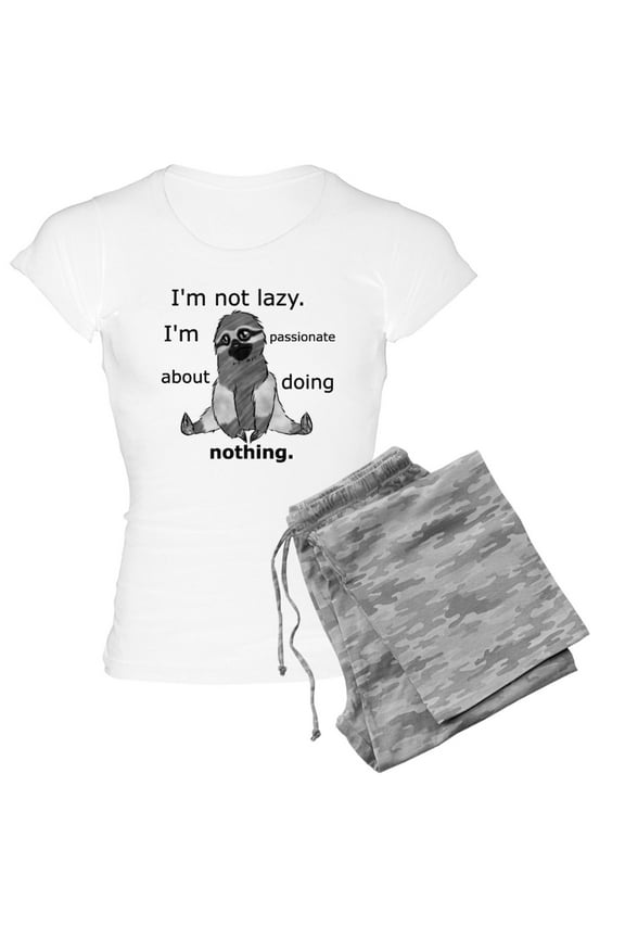 - Lazy Sloth Pajamas - Women's Short Sleeve Print T-Shirt and Pants Light Cotton Pajama Set