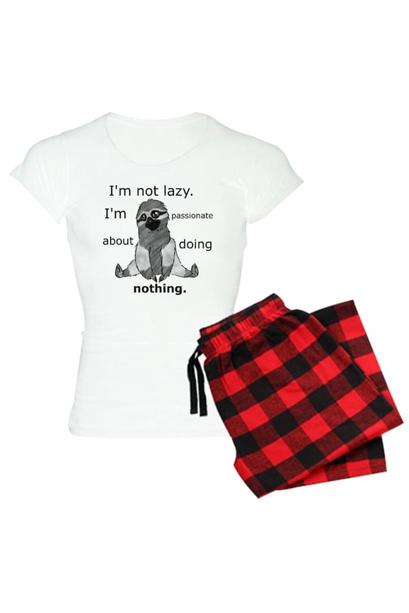 - Lazy Sloth Pajamas - Women's Short Sleeve Print T-Shirt and Pants Light Cotton Pajama Set